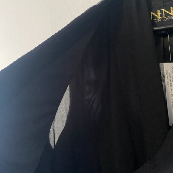 Nene Leakes Black Button Clure Vest With Long Sheer Fabric - Picture 7 of 13